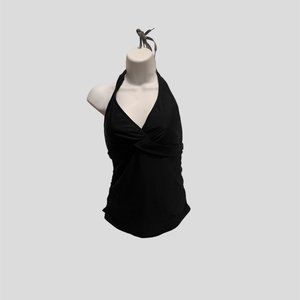 Athleta size 34 D/DD black twist tankini halter sytle
